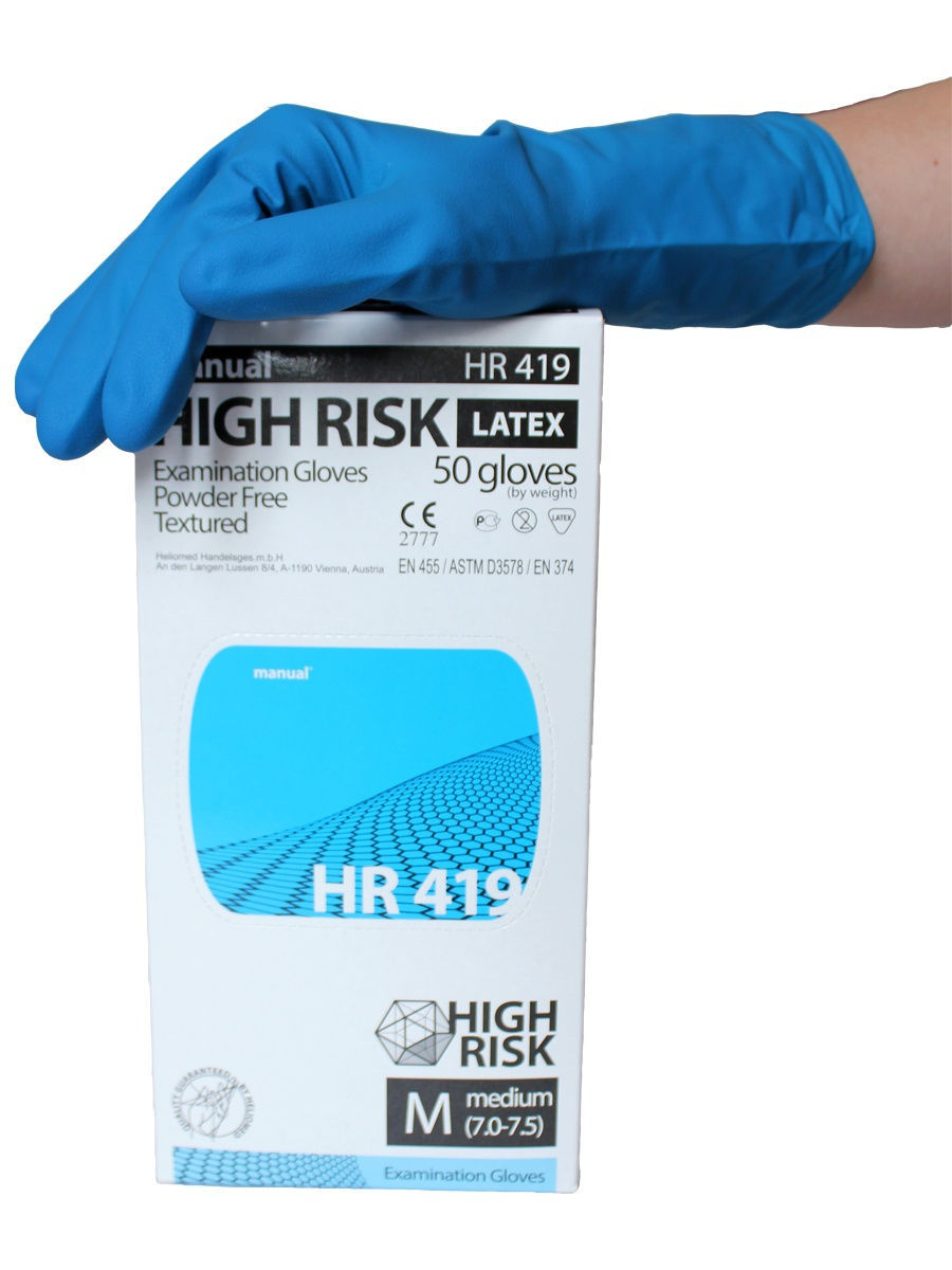 Перчатки хай риск. Перчатки латекс manual High risk 419 синие (m) 25пар/уп. Перчатки High risk латексные hr419. Перчатки латексные manual High risk (Хай риск). Перчатки manual hr419 латекс. M синий.