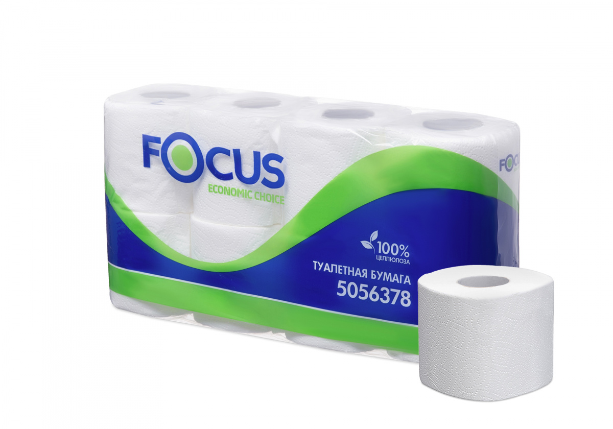 Бумага туалетная Focus / Фокус, 2сл., 17м., 8рул./уп., 8уп./стяж.